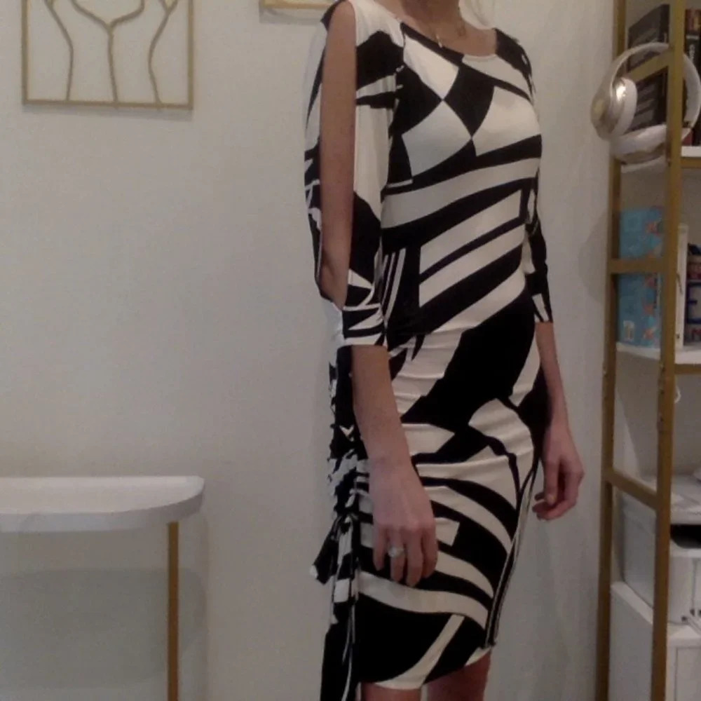 Cache Marble Print & Striped Cold Shoulder Dress … - image 1